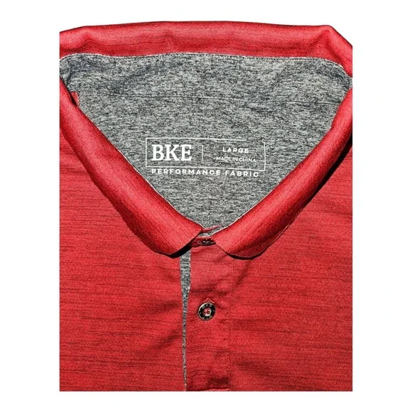 BKE Polo Shirt Large Men's Short Sleeve Red Performance Fabric Casual Preppy - Picture 2 of 6
